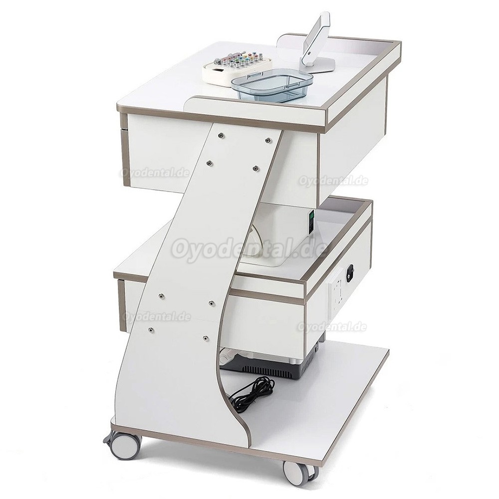 Dentech G06 Dentalwagen Instrumentenwagen mit Instrumententablett Doppelschublade Stauraum